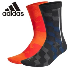 新品 adidas × marimekko クルーソックス 2足組 HI1247 / UP008 ネイビー＆オレンジ / アディダス マリメッコ コラボ ユニセックス
