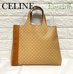 ★CELINE★ セリーヌ ミニハンドバッグ トートバッグ マカダム柄 ロゴ型押し ベージュ系