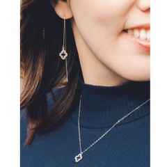 【クローバー ピアス＆ネックレス セット 色:ゴールド】[Adelina Style] ネックレス レディース 人気 幸運の四つ葉 クローバー 高輝度ジルコアニア シルバー ネックレス よつば ペンダント 金属アレルギー対応 S925純銀