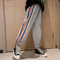 キッズ 子供服 スポーツパンツサイドライン カジュアル パンツ 女の子 春秋 ゆったり 可愛い ジュニア 薄手 ストライプ柄 KTFB007（2色120-170）