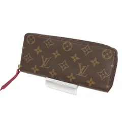 LOUIS VUITTON ポルトフォイユ クレマンス モノグラム フューシャ ラウンドファスナー長財布＊