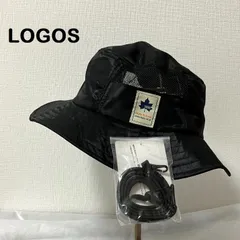 【LOGOS/ロゴス】アウトドアハット アドベンチャーハット サイドメッシュ 通気性 撥水 紐付き 軽量 迷彩 カモフラ柄 ブラック 黒(新品・未使用)
