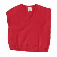 アリュード Allude カシミヤ ニット ベスト Vネック ノースリーブ セーター プルオーバー トップス XL レッド ur59 /SGW