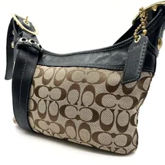 ✨良品✨ COACH コーチ ショルダーバッグ シグネチャー キャンバス レザー 革 ベージュ 肌色 ブラウン 茶色 ブラック 黒色 ゴールド金具 ユニセックス 男女兼用 メンズ レディース
