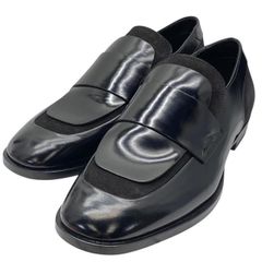 【美品】JIMMY CHOO ジミーチュウ スリッポン ローファー ドレスシューズ ビジネスシューズ ブラック レザー スエード【サイズ42(約27cm)】
