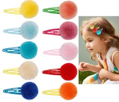 【人気商品】花色キッズ前髪用ヘアクリップ 水玉クリップ かわいいファッション プリンセス ィーカラーファーボールベビー用クリップ 誕生日プレゼント 子供用ヘアピン 結婚式 10本セット 入園祝い LYXOTO