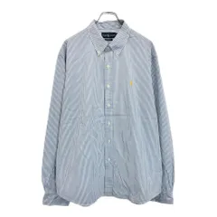 RALPH LAUREN ラルフローレン 長袖シャツ 大きいサイズ ストライプ ライトブルー(メンズ XXL)中古 古着 U9583