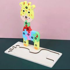 キリン　木のパズル　木のおもちゃ　木製　モンテッソーリ 木製パズル