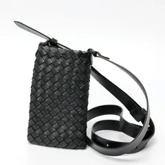 ボッテガヴェネタ / BOTTEGA VENETA　フォン ポーチ / スマホ ホルダー / ショルダーバッグ　567029　イントレチャートレザー　ブラック 【中古】 商品番号 S-158595