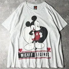 90s ディズニー オフィシャル ミッキー プリント 半袖 Tシャツ / 90年代 オールド 霜降り グレー ミッキーマウス キャラクター