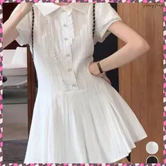 送料無料 プリーツミニワンピース セットアップ春夏 レディース フリルチュニックワンピース＆ショート パンツ2点セット ロマンチックガーリーAラインワンピース 清楚な制服風 韓国ファッション夏 可愛いシャツワンピ デートワンピース白