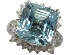 アクアマリン ダイヤモンドリング Pt900 14.62g 11.5号 GRJソーティング付き　Jewelry Aquamarine9.66ct Dia1.19ct Ring