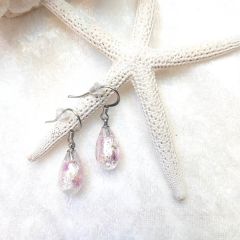 [新品・人気]ホタルガラスピアス♫しずく型⭐︎ピンク琉球ガラス♪ステンレス⭐︎