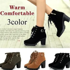 ブーツ レディース 編み上げブーツ 厚底 ショートブーツ シンプル レースアップブーツ 靴 美脚 ブーティ 太ヒール 疲れにくい レディースブーツ 大きいサイズ