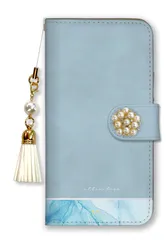 iPhoneX iPhoneXS ケース 手帳型 アイフォンX アイフォンXS スマホケース パール デコ付き ストラップ付 韓国 大理石 マーブル柄 おしゃれ オシャレ 大人 ネイビー ブルー パープル カラー03