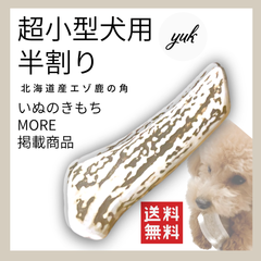 【送料無料】🐶超小型犬用🐶半割り🦌北海道産エゾ鹿の角🦌犬のおもちゃ🐕鹿の骨　A
