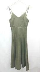 ◇ emi+ エミプラス スウェード調 プリーツ キャミソール 綺麗め ロング ワンピース サイズM カーキ レディース E  【1304210009839】