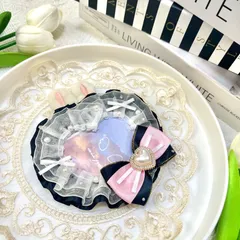 【うさみみ付きハートケース pink ver.】硬質カードケース　トレカケース　デコケース　デコカードケース　デコトレカ　量産　地雷　うさぎ　リボン　ピンク