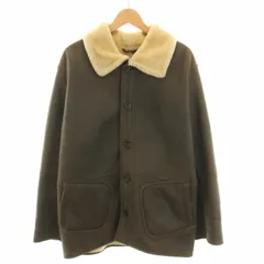 ジョルジオアルマーニ GIORGIO ARMANI ムートンジャケット アウター ラムレザー 50 L 茶 ブラウン アイボリー /YTのサムネイル