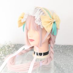 ヘッドドレス　【淡黄×グリーン】