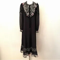 #anc ヘッポコセンセイ へっぽこ先生 ワンピース  黒系 水玉 ドット レース 刺繍 花モチーフ レディース [890872]