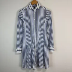 POLO RALPH LAUREN ポロラルフローレン シャツワンピース 長袖 ストライプ柄 クレリック風 ホワイト ブルー 0サイズ レディース 古着 トラッド