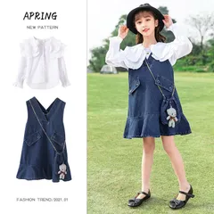 子供服 女の子 サロペット セットアップ 上下セット　2点セット デニム キッズ 通園 通学 子供服 女の子 ワンピース bibiwo13