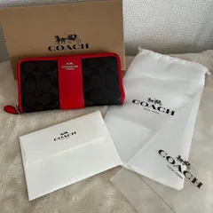 COACH 長財布 赤、茶 シグネチャー コーチ 財布　箱付き