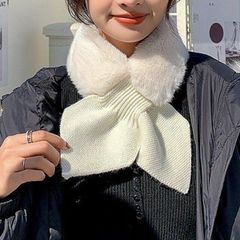 レディース ファー ティペット マフラー 韓国 冬 ホワイト 大人気