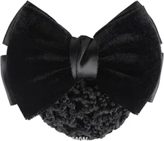 RONGUI お団子 ネット シニヨン バレッタ リボン 大きめ 髪留め ヘアネット おだんごヘア ブラック 黒(ブラック（黒）)