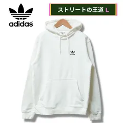 アディダスオリジナルス パーカー L ホワイト 00s adidas ORIGINALS ロゴ刺繍 ストリート Y2K オーバーサイズ ゆるだぼ フーディー フーディ トレフォイルマーク ホワイト 白 コットン 古着 J2040