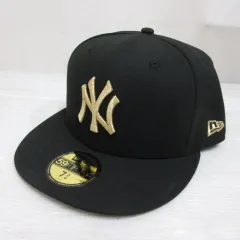 ニューエラ NEW ERA 59FIFTY 5950 MLB ニューヨーク ヤンキース ベースボール キャップ 帽子 7 3/4 61.5cm 黒 ブラック ゴールド 正規品