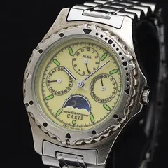  セイコー アルバ カリブ QZ クロノグラフ イエロー文字盤 ムーンフェイズ V33F-6B20 メンズ腕時計 KMR 2000000 NSK