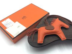 【管理番号132】 フランス製 HERMES エルメス ロデオチャーム GM バッグチャーム オレンジ 箱付き