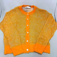 【タグ付き】ZARA カーディガン ニット Ｍ オレンジ 透かし編み調