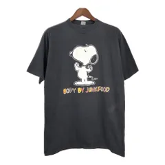 80年代 USA製 PEANUTS スヌーピー 半袖Ｔシャツ キャラクター ブラック (メンズ L) 中古 古着 T3851