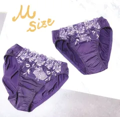 R-KOMO 紫色地に花柄刺繍入りショーツＭサイズ２枚セット ‐R102