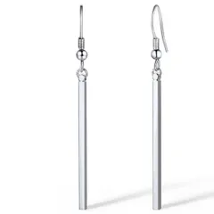 【在庫セール】ぶら下がり スティック 棒 揺れる ドロップピアス フックピアス シンプル 金属アレルギー対応 サージカルステンレス ブラック レディース 人気 ピアス アクセサリー FOCALOOK