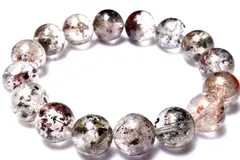 【１点物】ザンビア産◇グロッシュラーガーネット入り ガーデンクォーツ　13.5mm　ブレスレット パワーストーン 天然石 _MA5529