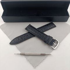19mm 腕時計 アリゲーター レザー ベルト ブラック 黒 尾錠タイプ 【対応】 カルティエ タンク 等 Cartier
