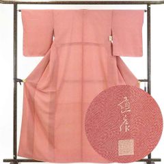 MK-1167 付下げ 江戸小紋 清水峯洲 寄せ柄 中紅色 しつけ糸 - メルカリ
