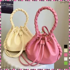 送料無料 ショルダーバッグ レディース 巾着バック PUレザーバケツバック 編み持ち手 オフィスカジュアル ハンドバッグ 韓国手提げバッグ コンパクト 小さめ斜め掛けバッグ お洒落肩掛けバッグ 可愛い ミニトート 2WAY鞄 小さめ