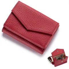 【人気商品】レディース ミニ財布 小さい財布 本革 財布 コンパクト 三つ折り財布 ミニウォレット [Bearneko] 超軽量 防水財布 可愛い 小銭入れ付き (レッド)