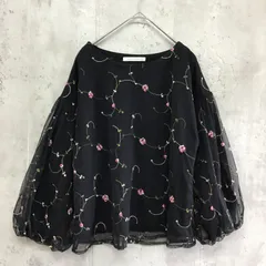 alicia PAGEBOY  アリシアページボーイ　花柄刺しゅう入りチュールブラウス　レディース　黒　Fサイズ
