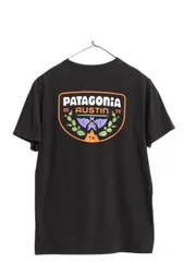 【お得なクーポン配布中!】 パタゴニア 両面 プリント 半袖 Tシャツ メンズ S / アウトドア グラフィック イラスト アート ステッカー スリム フィット カットソー 黒