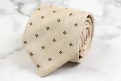 タカキュー ブランド ネクタイ ストライプ柄 ドット 小紋柄 花柄 シルク PO  メンズ ベージュ TAKA Q 【中古】