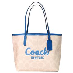 コーチ バッグ COACH コーティングキャンバス レザー シグネチャー ロゴ シティ トートバッグ サンド×パシフィックブライトミネラル CY705