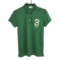 【超美品】アディダス 半袖ポロシャツ グリーン ワッペン総柄  レディース L/G ゴルフウェア adidas