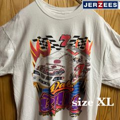 【古着】JERZEES(ジャージーズ)レーシングTシャツ XL 白 全面プリント USA製 00's ヴィンテージ