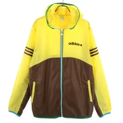 adidas アディダス フードジャケット O イエロー×ブラウン メンズ 古着